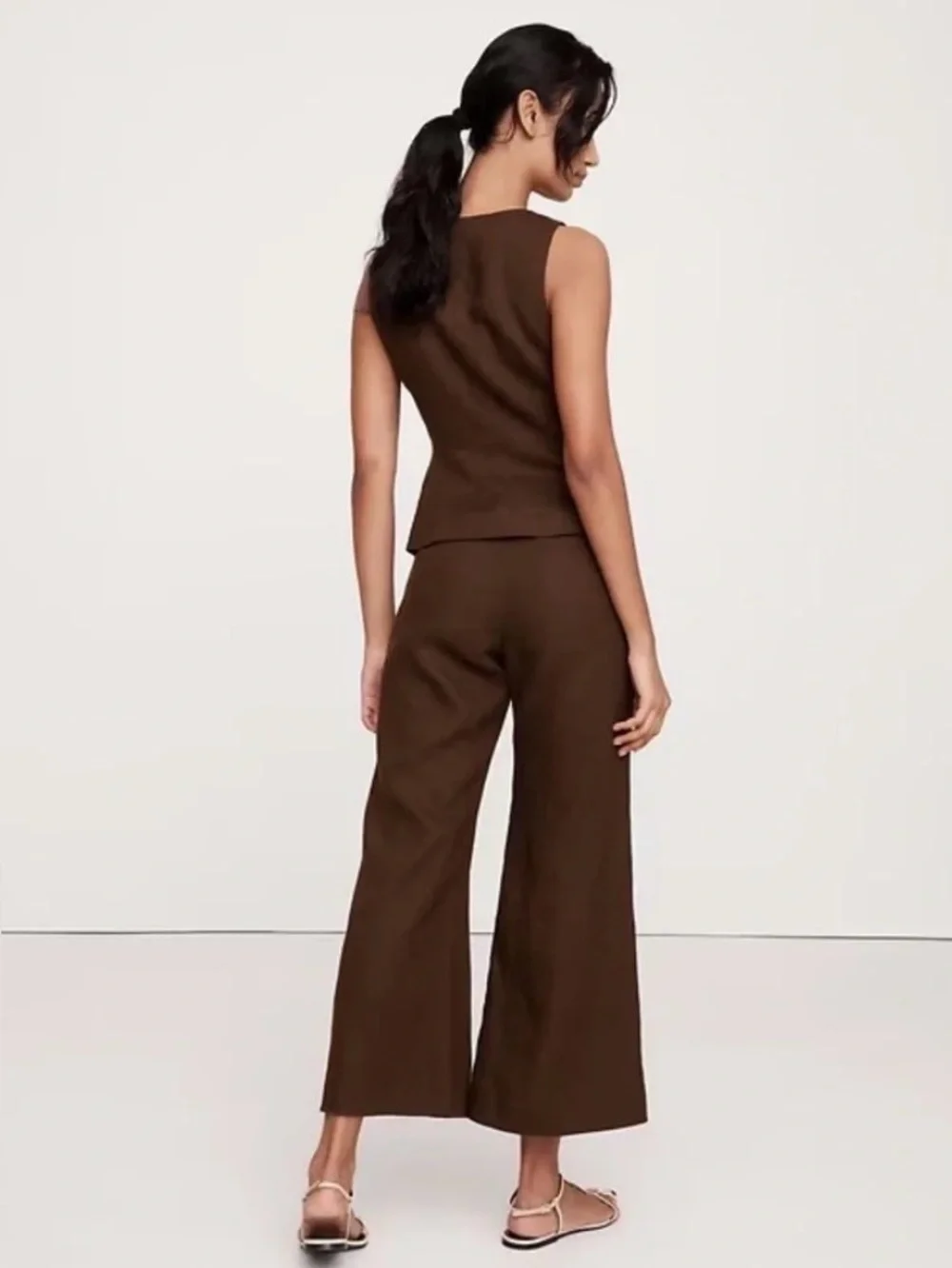 NWT Banana Republic Expresso Brown Mid Rise Kick Flare Ankle Pant Sz 8/Long